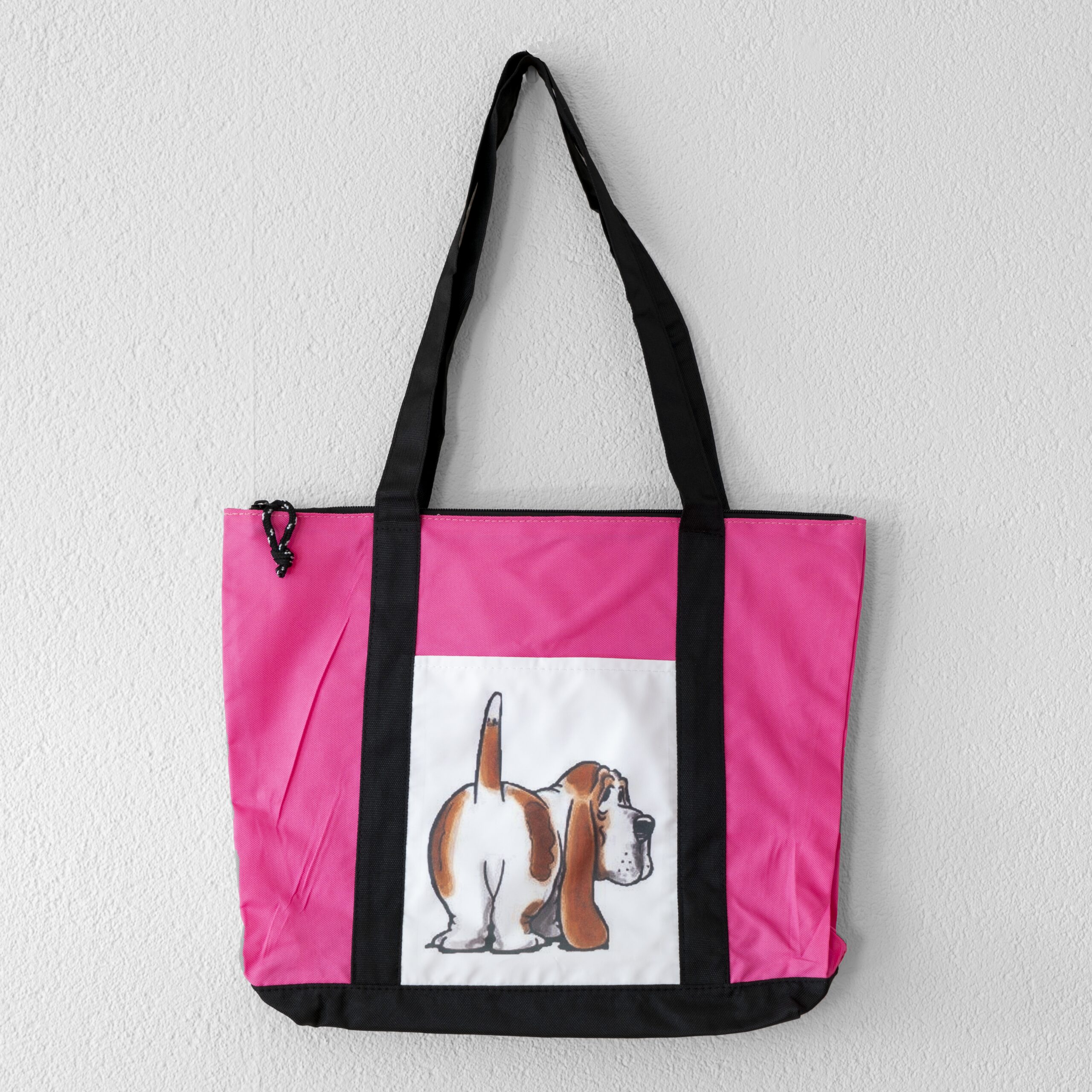 Shopper Tas Fuchsia- Basset Hound kont-image