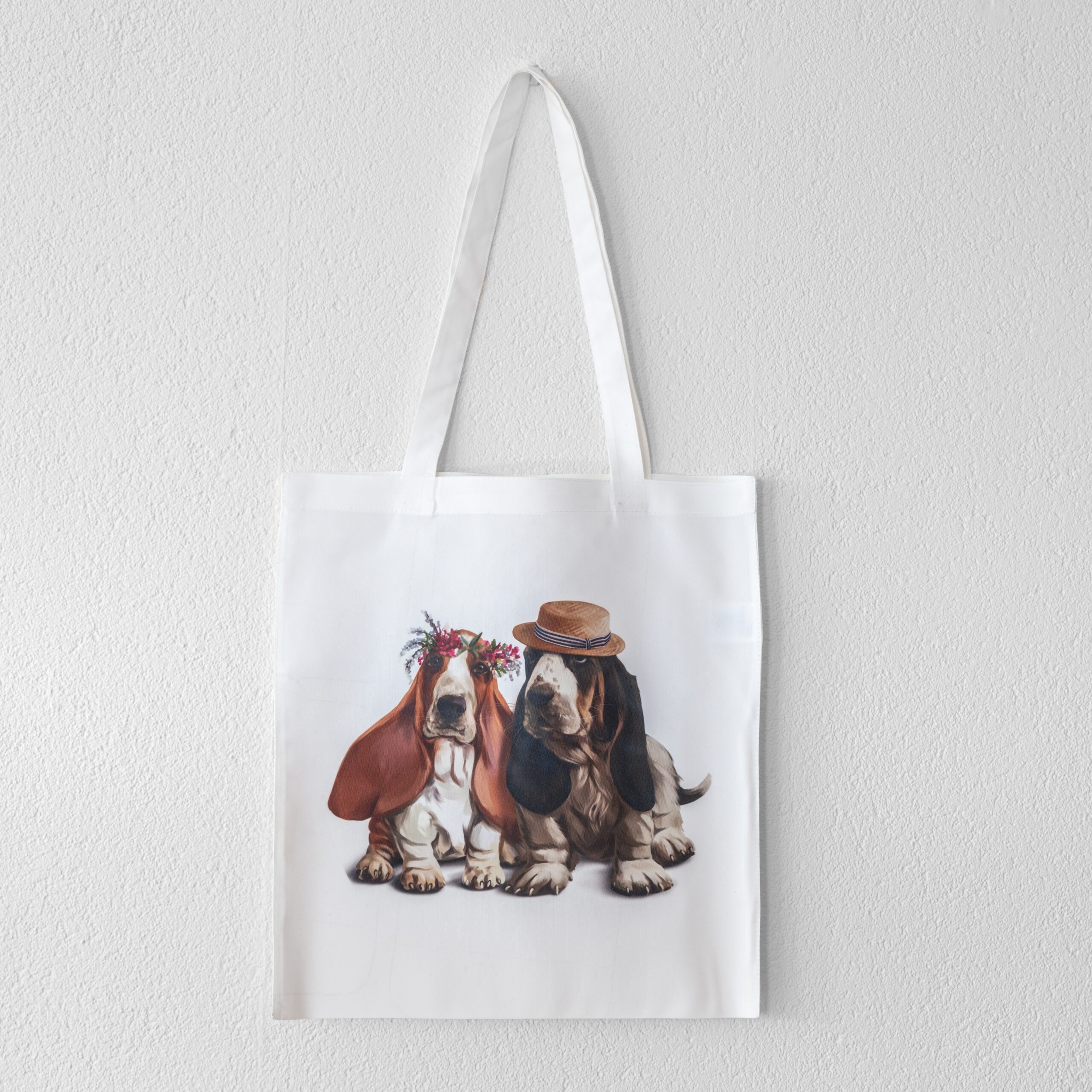 Draagtas Wit - Getrouwd Basset Stel-image