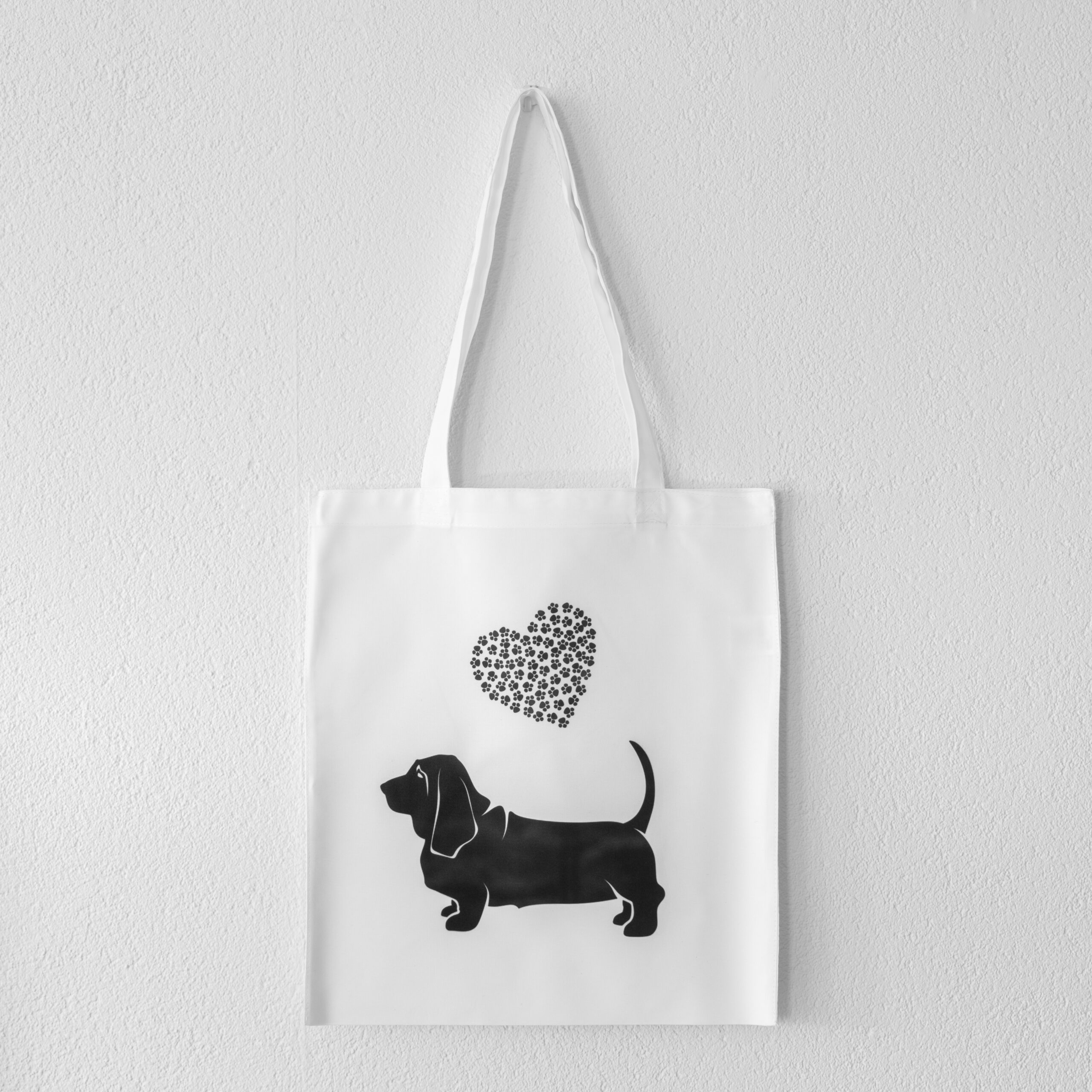 Draagtas Wit - Bassethound Zwart-image