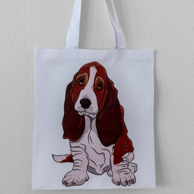 Draagtas Wit - Zittende Pup Twee Kleur-image